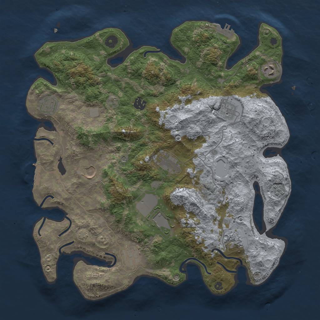 Rust Map: Procedural Map, Size: 3850, Seed: 760224160, 18 Monuments