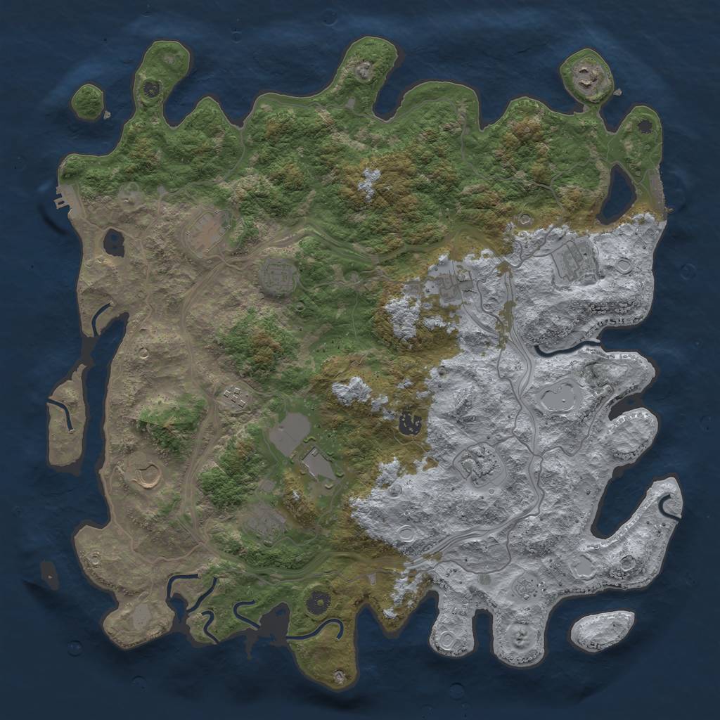 Rust Map: Procedural Map, Size: 4500, Seed: 13877007, 18 Monuments