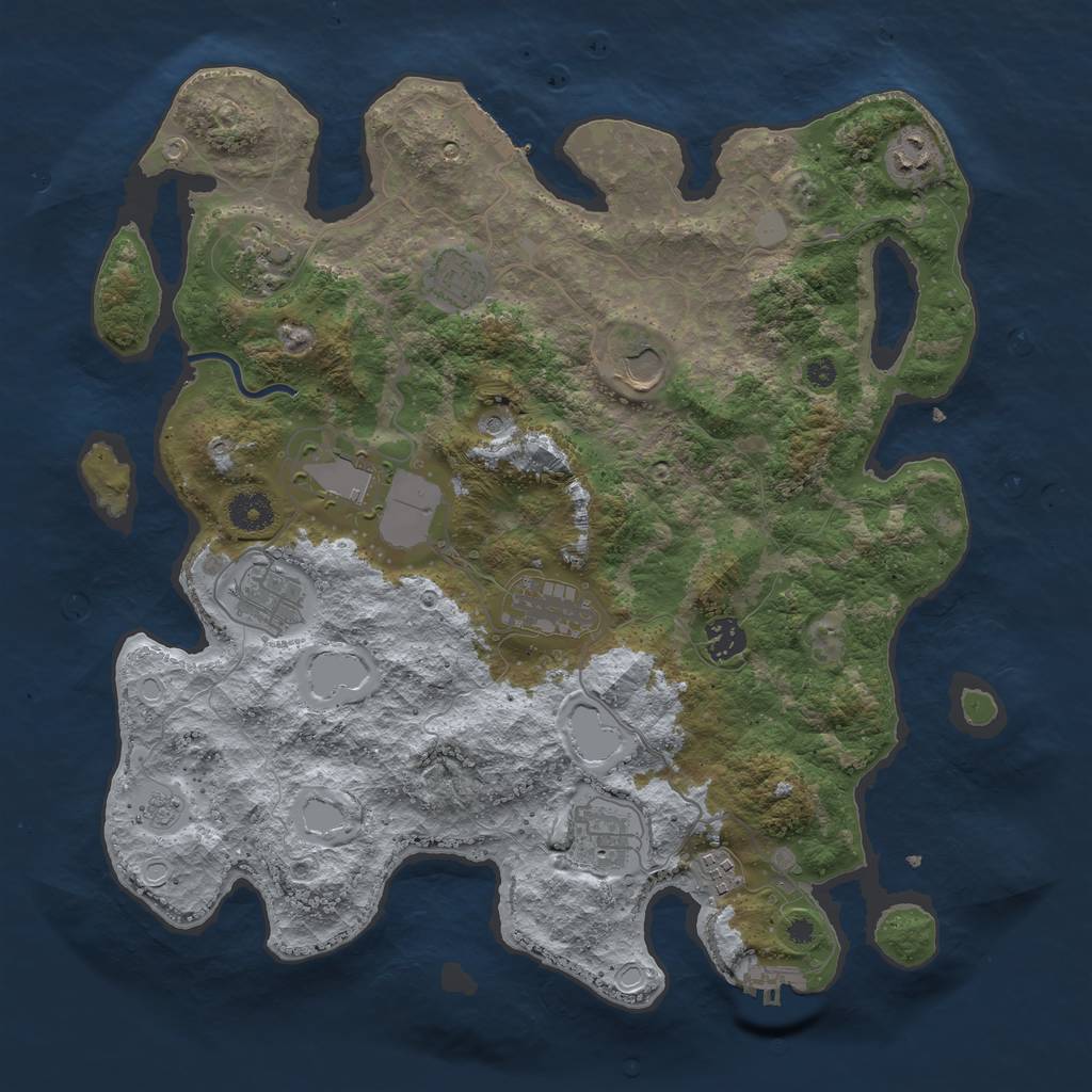 Rust Map: Procedural Map, Size: 3850, Seed: 483814088, 17 Monuments