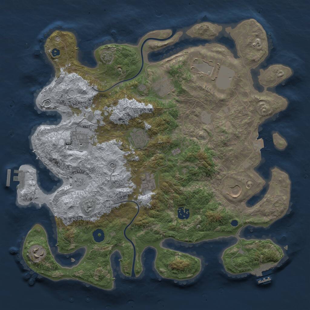 Rust Map: Procedural Map, Size: 3700, Seed: 972095560, 14 Monuments