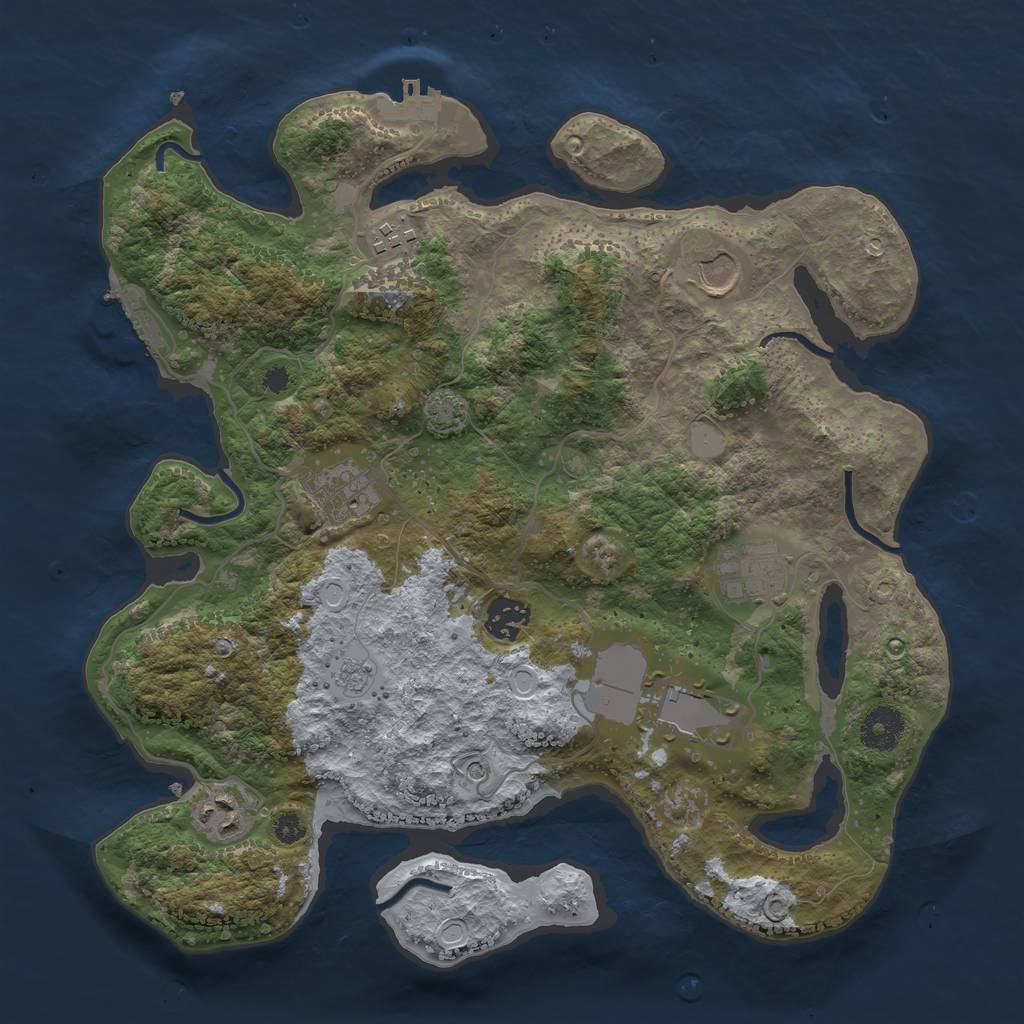 Rust Map: Procedural Map, Size: 3500, Seed: 2391713, 15 Monuments