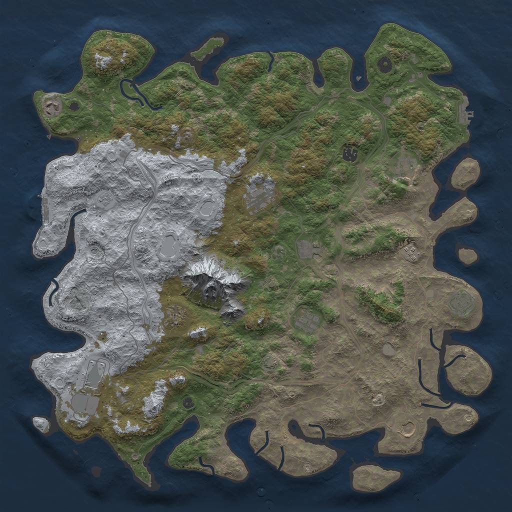 Rust Map: Procedural Map, Size: 5000, Seed: 38192314, 19 Monuments