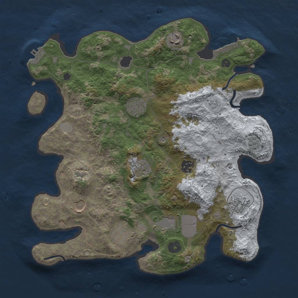 Rust Map: Procedural Map, Size: 3500, Seed: 1547429116, 18 Monuments