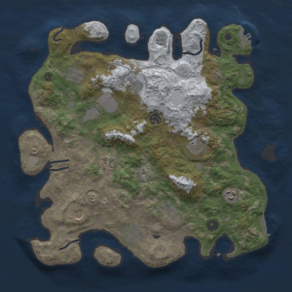 Rust Map: Procedural Map, Size: 3750, Seed: 418321207, 20 Monuments