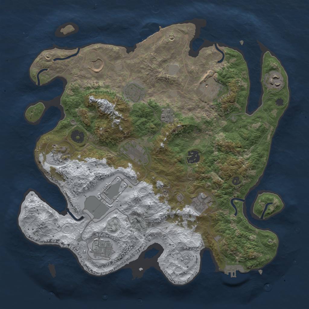 Rust Map: Procedural Map, Size: 3500, Seed: 1469308226, 20 Monuments