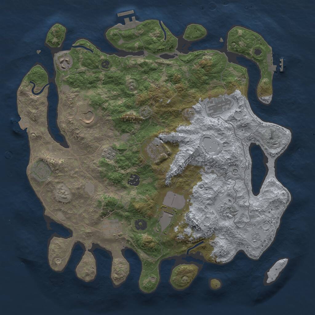 Rust Map: Procedural Map, Size: 3850, Seed: 898893047, 16 Monuments