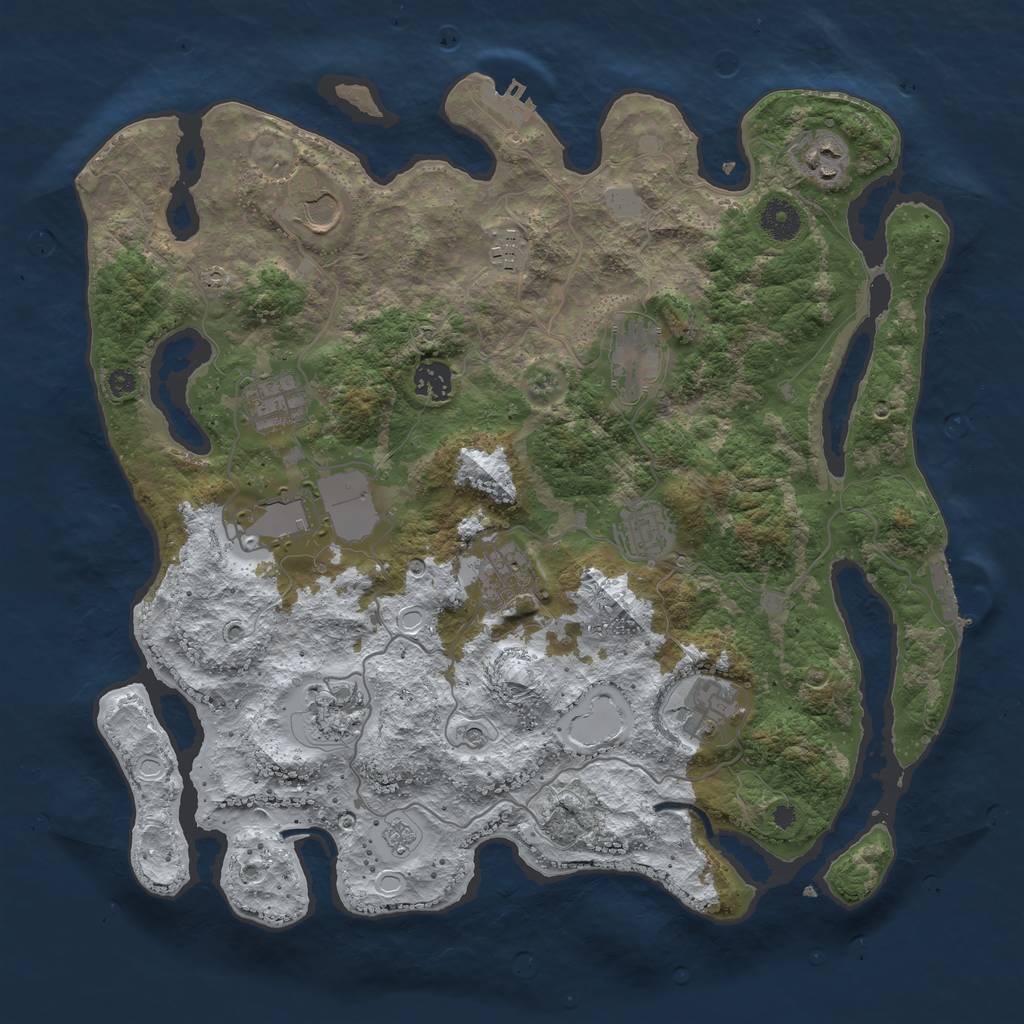 Rust Map: Procedural Map, Size: 3850, Seed: 1477512451, 20 Monuments