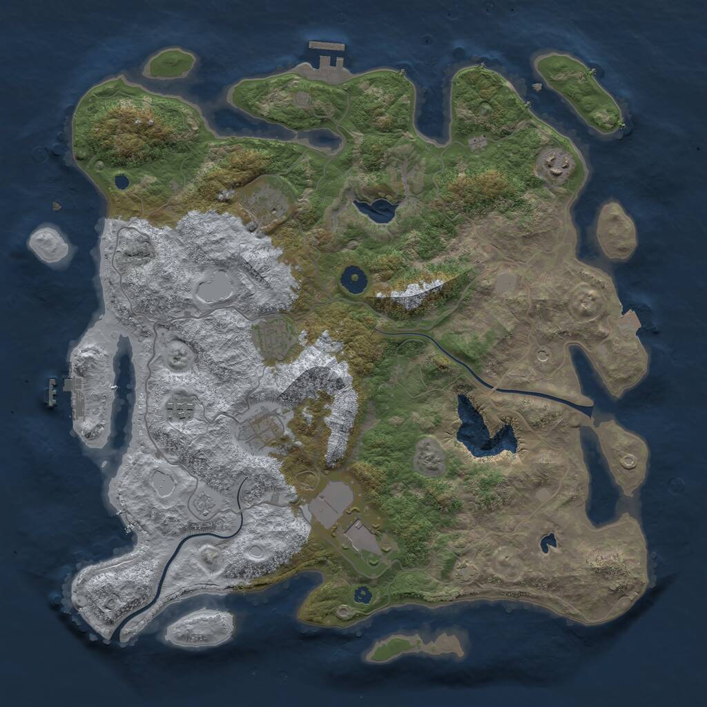Rust Map: Procedural Map, Size: 4000, Seed: 8292, 12 Monuments