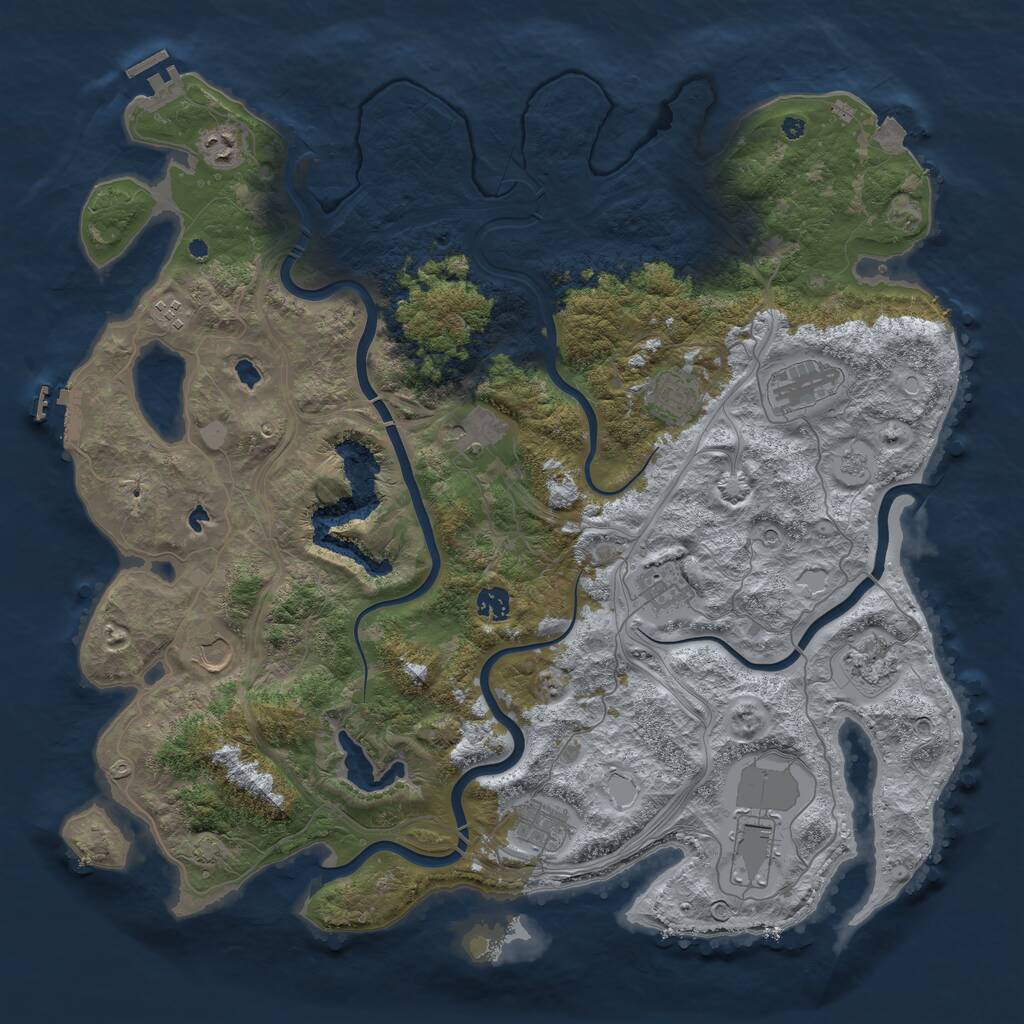 Rust Map: Procedural Map, Size: 4500, Seed: 205804445, 17 Monuments
