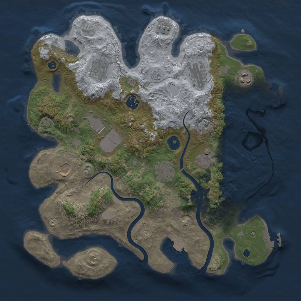 Rust Map: Procedural Map, Size: 3500, Seed: 1469559850, 15 Monuments
