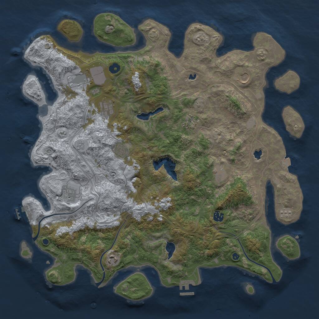 Rust Map: Procedural Map, Size: 4500, Seed: 31417950, 16 Monuments