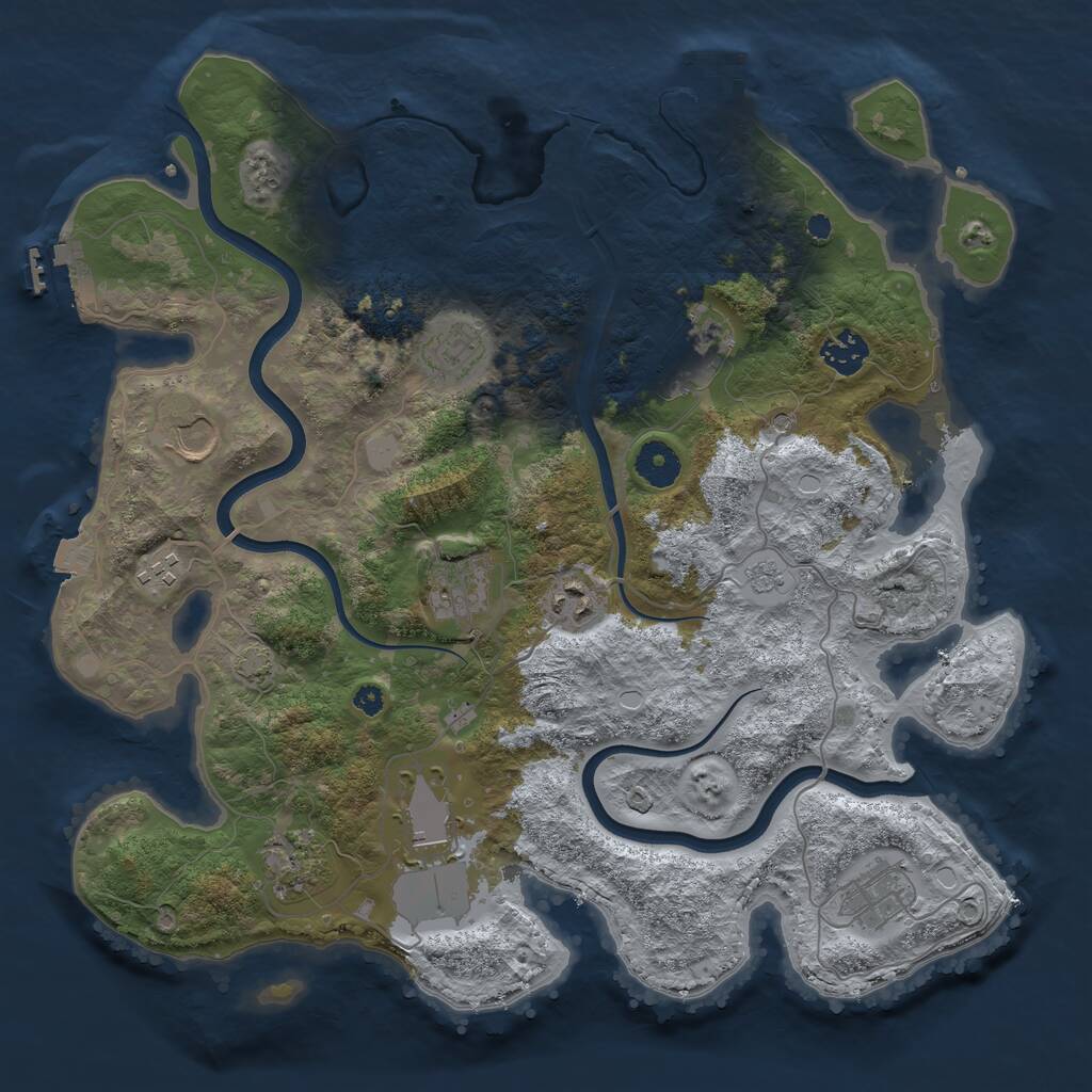 Rust Map: Procedural Map, Size: 3700, Seed: 1368585893, 16 Monuments