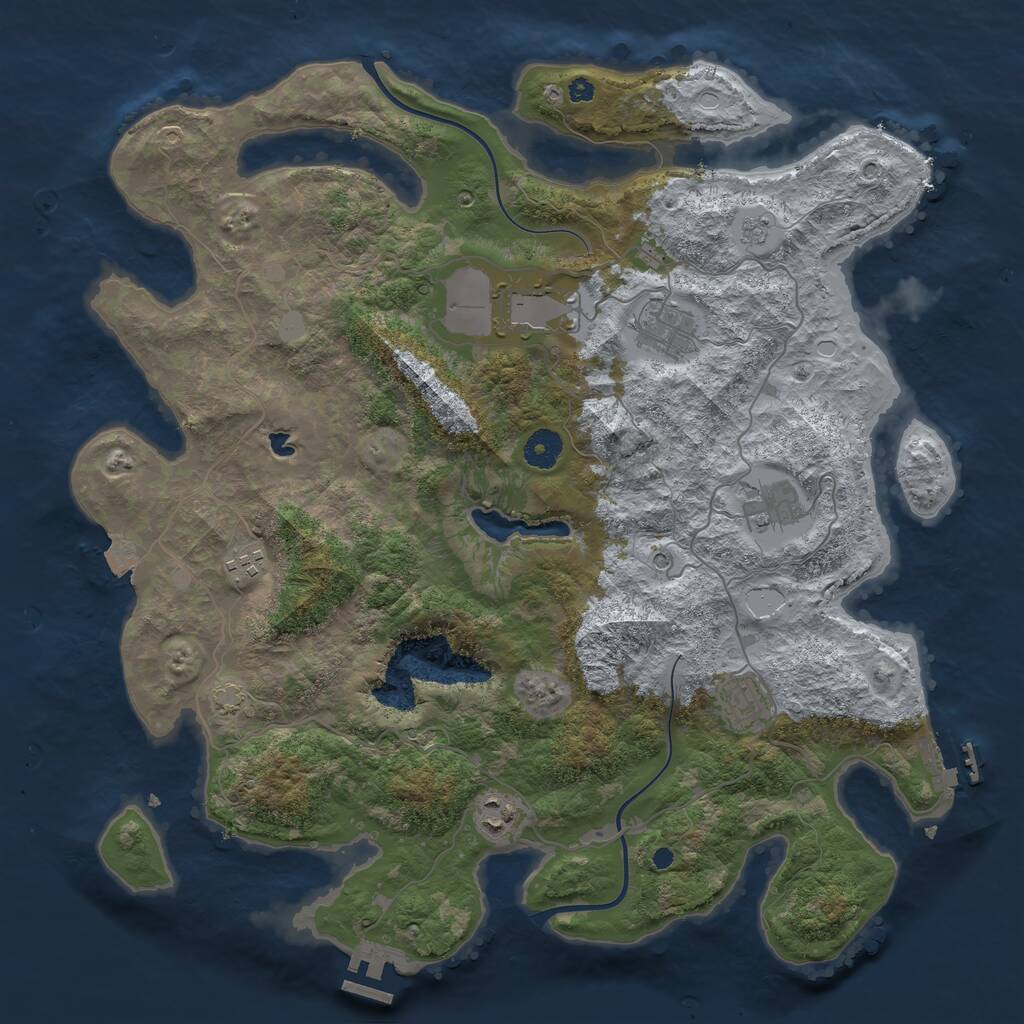 Rust Map: Procedural Map, Size: 4000, Seed: 5427, 12 Monuments