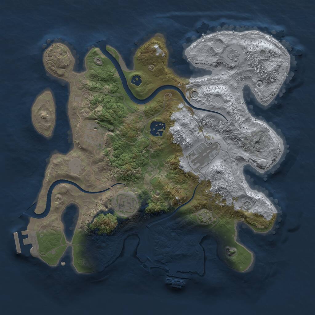 Rust Map: Procedural Map, Size: 3000, Seed: 16785, 10 Monuments