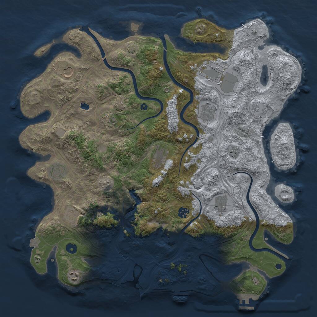 Rust Map: Procedural Map, Size: 4400, Seed: 993197, 17 Monuments