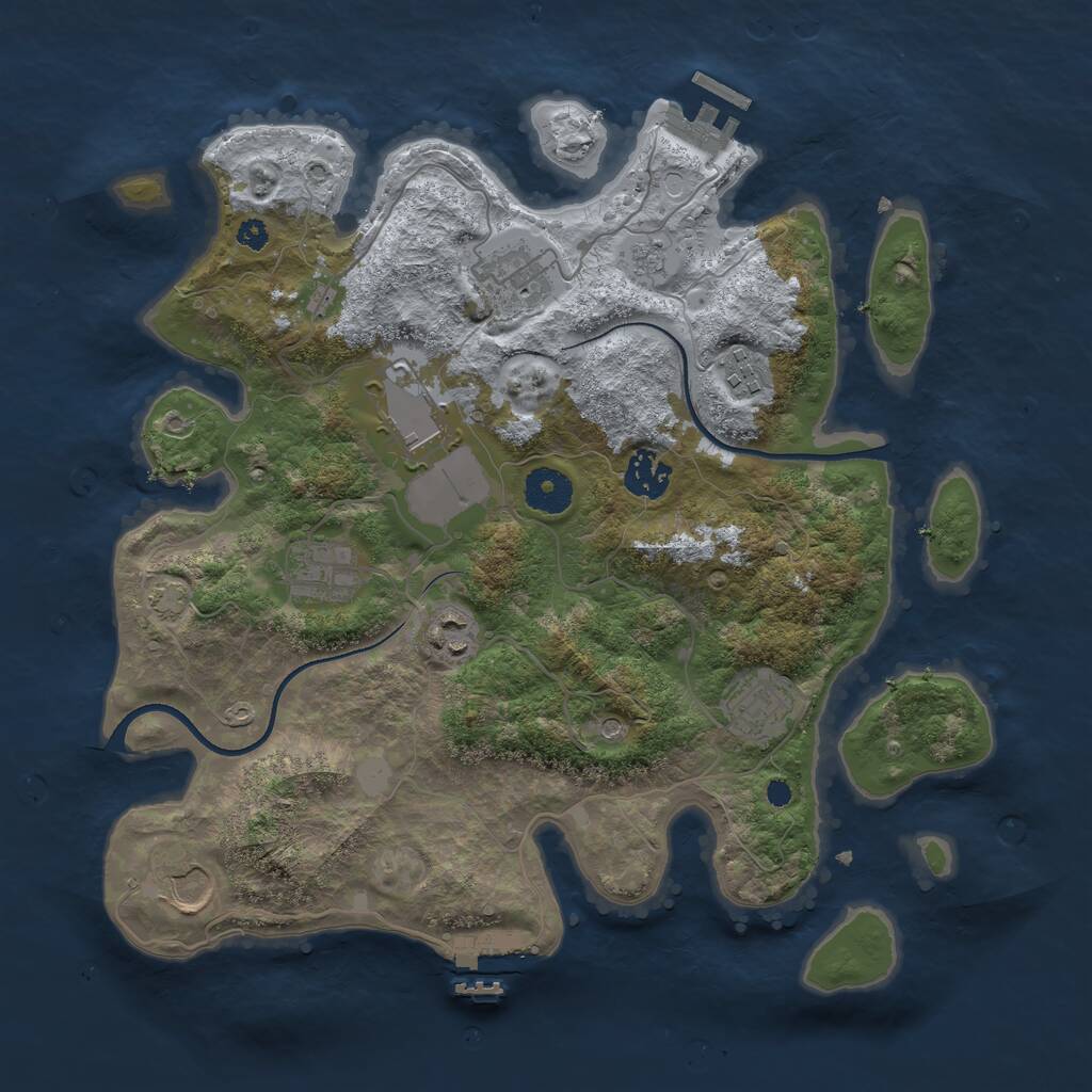 Rust Map: Procedural Map, Size: 3500, Seed: 512108441, 14 Monuments