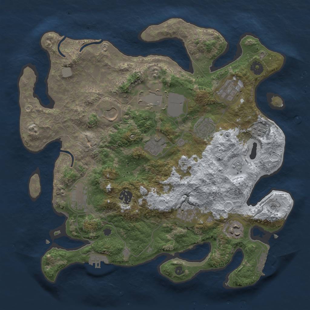 Rust Map: Procedural Map, Size: 3500, Seed: 1215, 19 Monuments