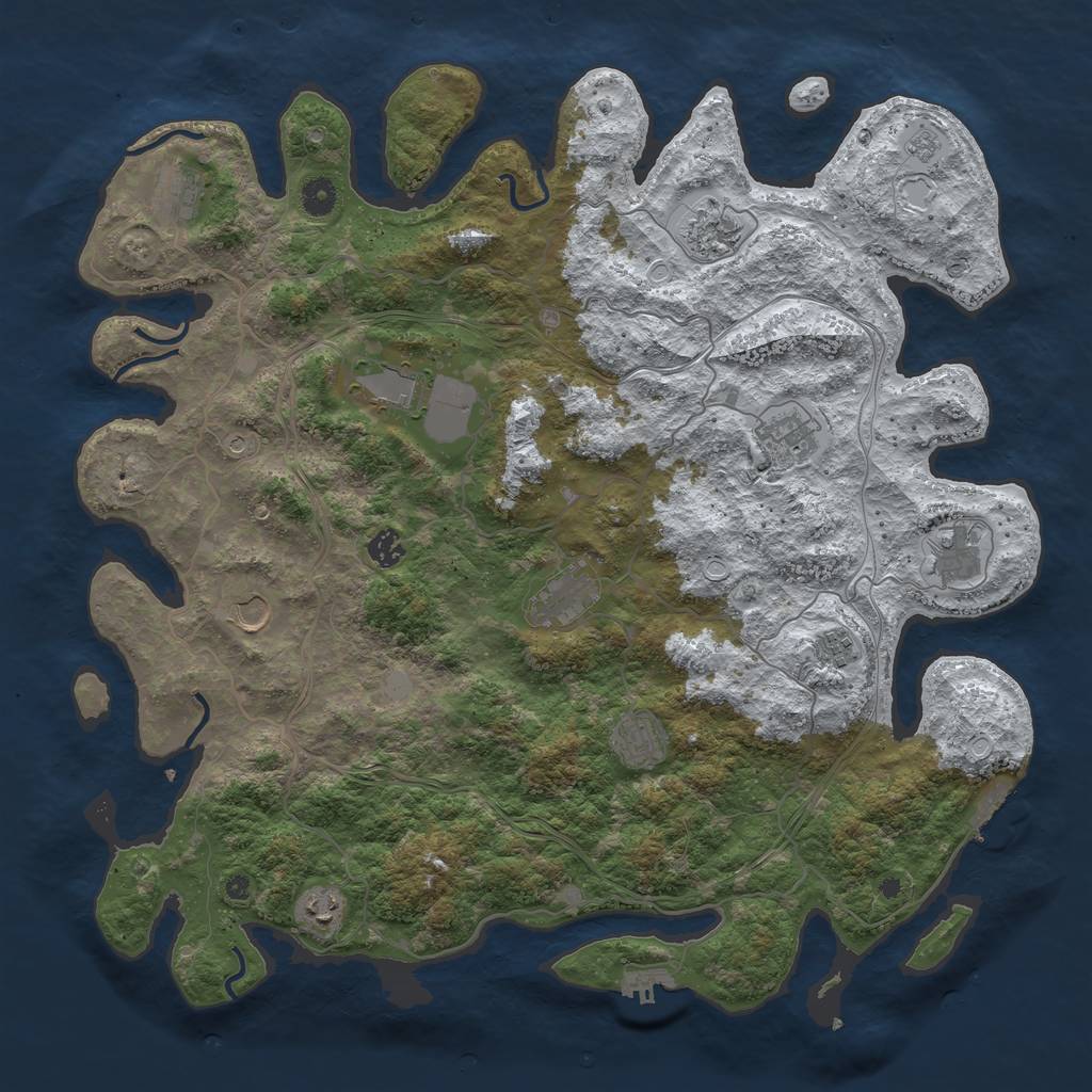 Rust Map: Procedural Map, Size: 4500, Seed: 164584869, 20 Monuments