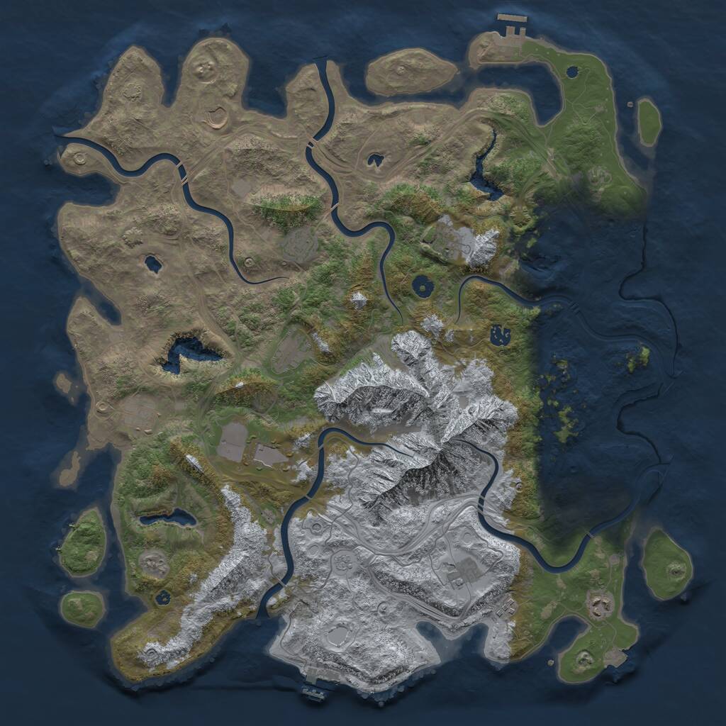 Rust Map: Procedural Map, Size: 5000, Seed: 739283644, 16 Monuments