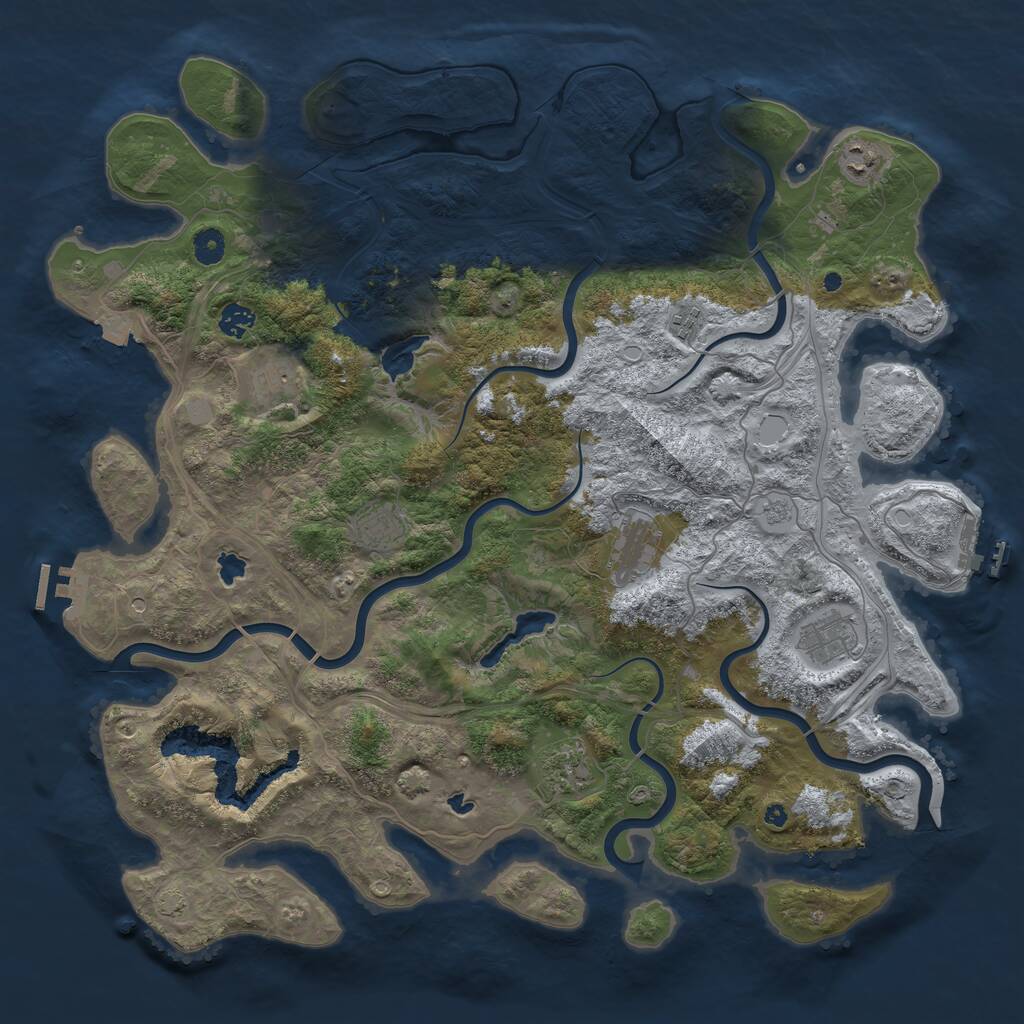 Rust Map: Procedural Map, Size: 4500, Seed: 80608, 14 Monuments