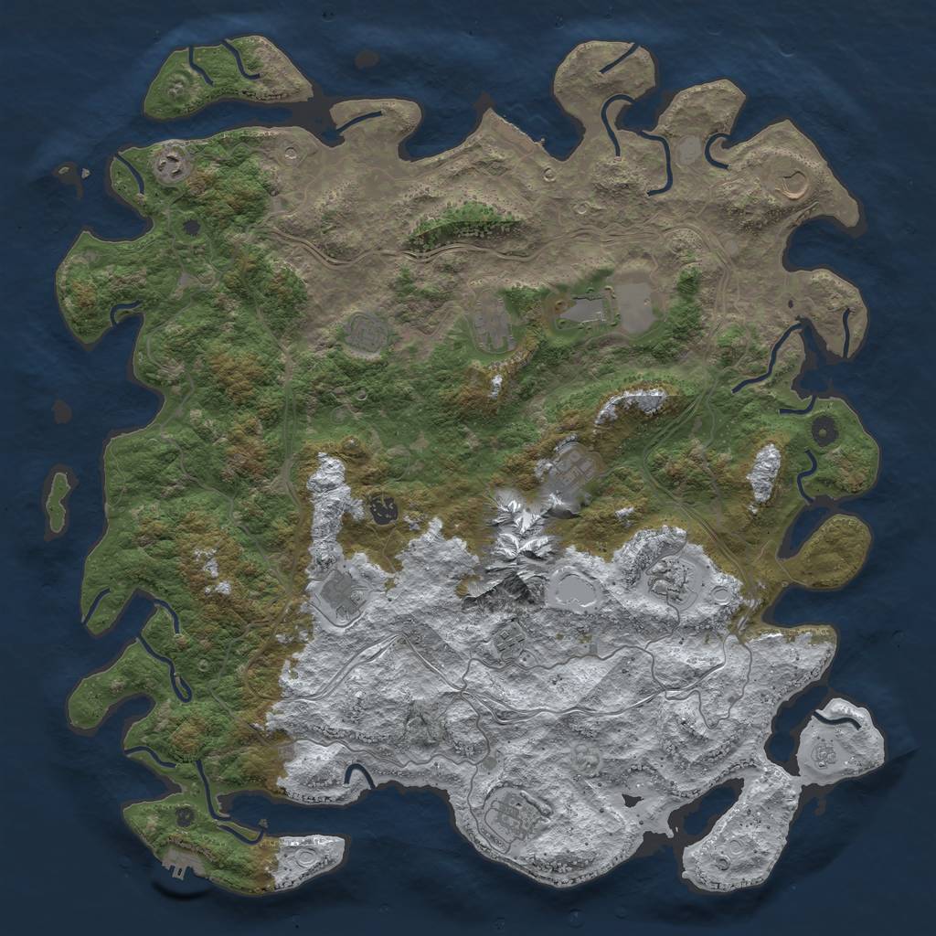 Rust Map: Procedural Map, Size: 5000, Seed: 1287576974, 20 Monuments