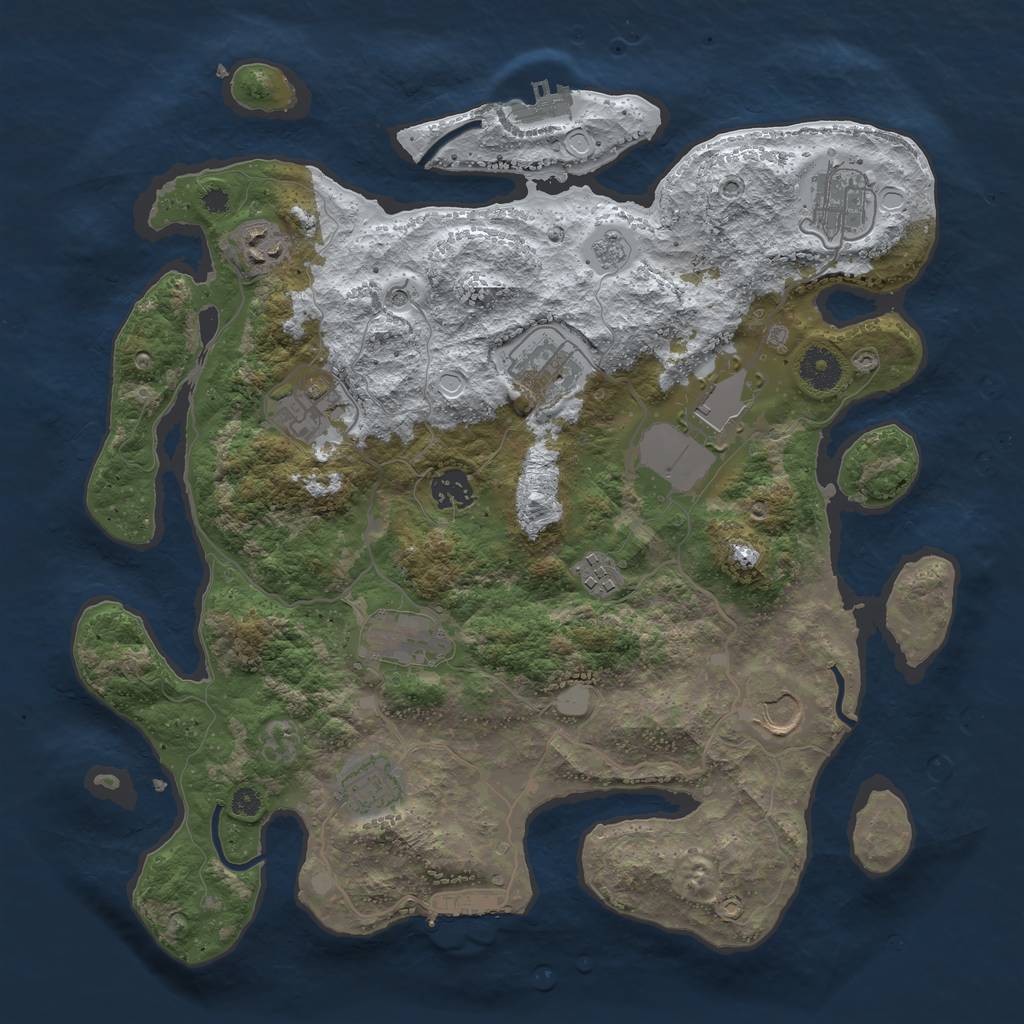 Rust Map: Procedural Map, Size: 3700, Seed: 152476153, 19 Monuments