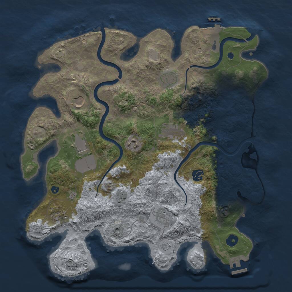 Rust Map: Procedural Map, Size: 3700, Seed: 836802247, 15 Monuments