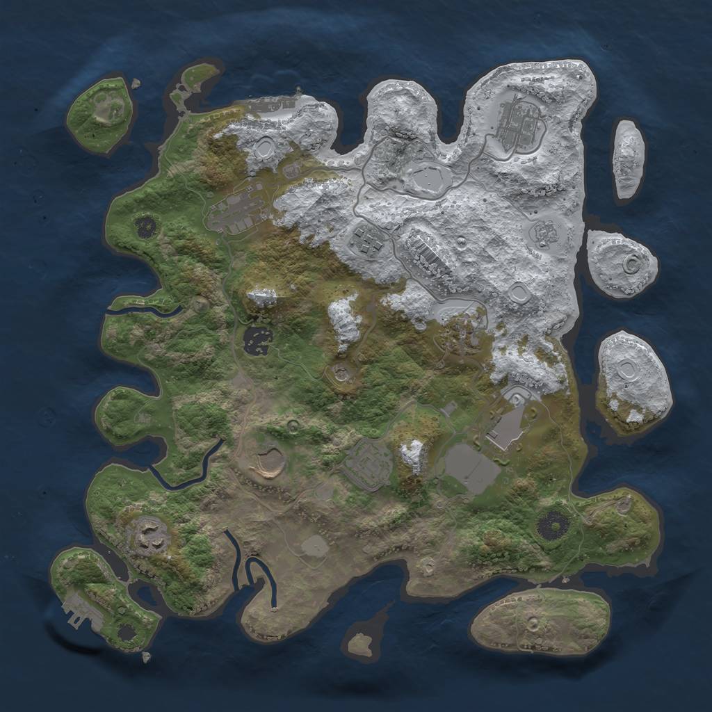 Rust Map: Procedural Map, Size: 3500, Seed: 549891654, 18 Monuments