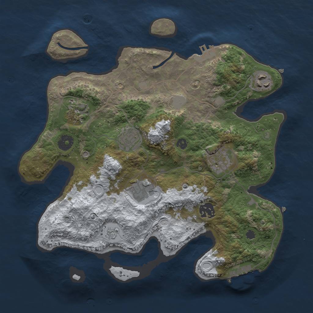 Rust Map: Procedural Map, Size: 3000, Seed: 79856, 14 Monuments