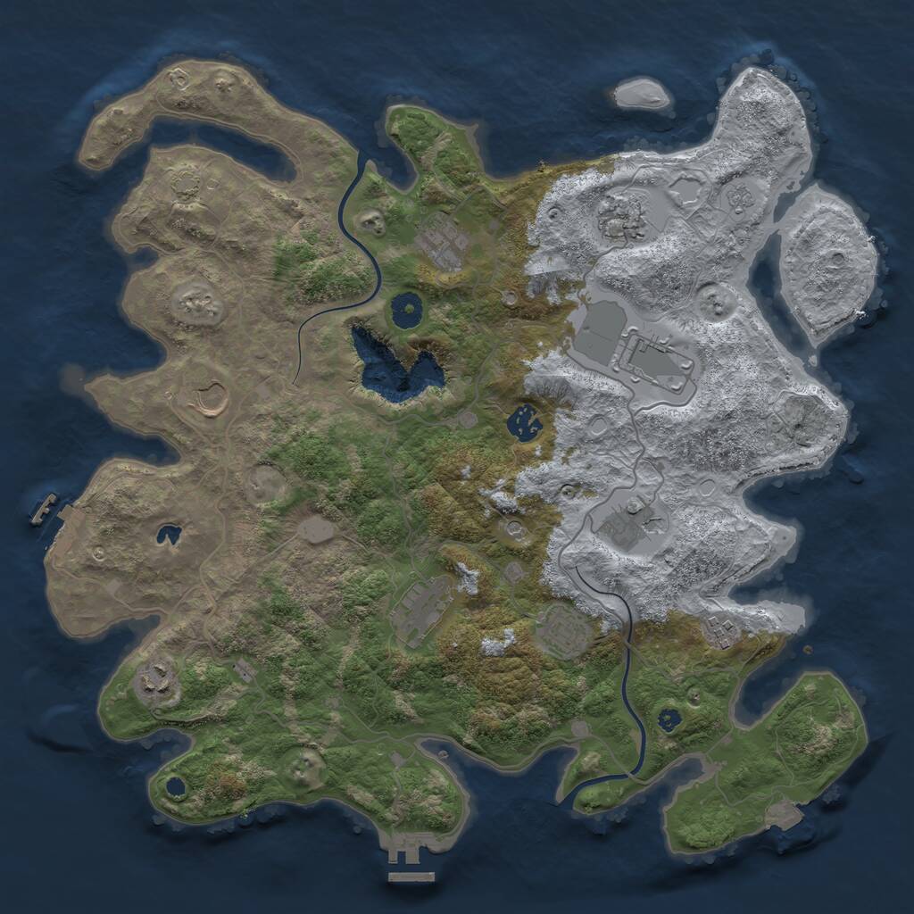 Rust Map: Procedural Map, Size: 4000, Seed: 4885, 16 Monuments