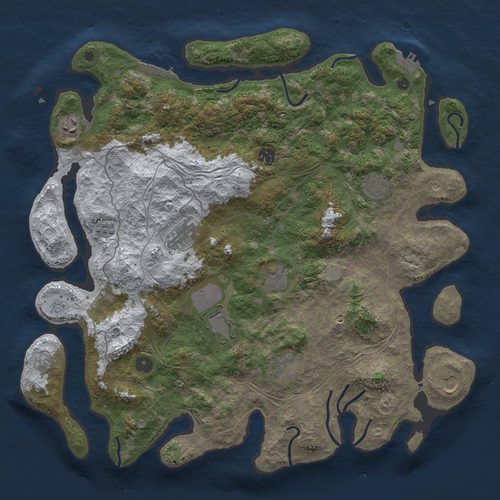 Rust Map: Procedural Map, Size: 4300, Seed: 1045319783, 18 Monuments