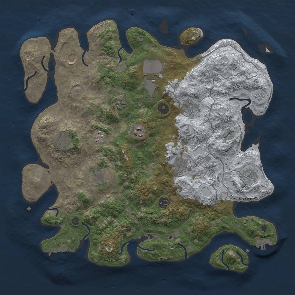 Rust Map: Procedural Map, Size: 4000, Seed: 122846691, 20 Monuments