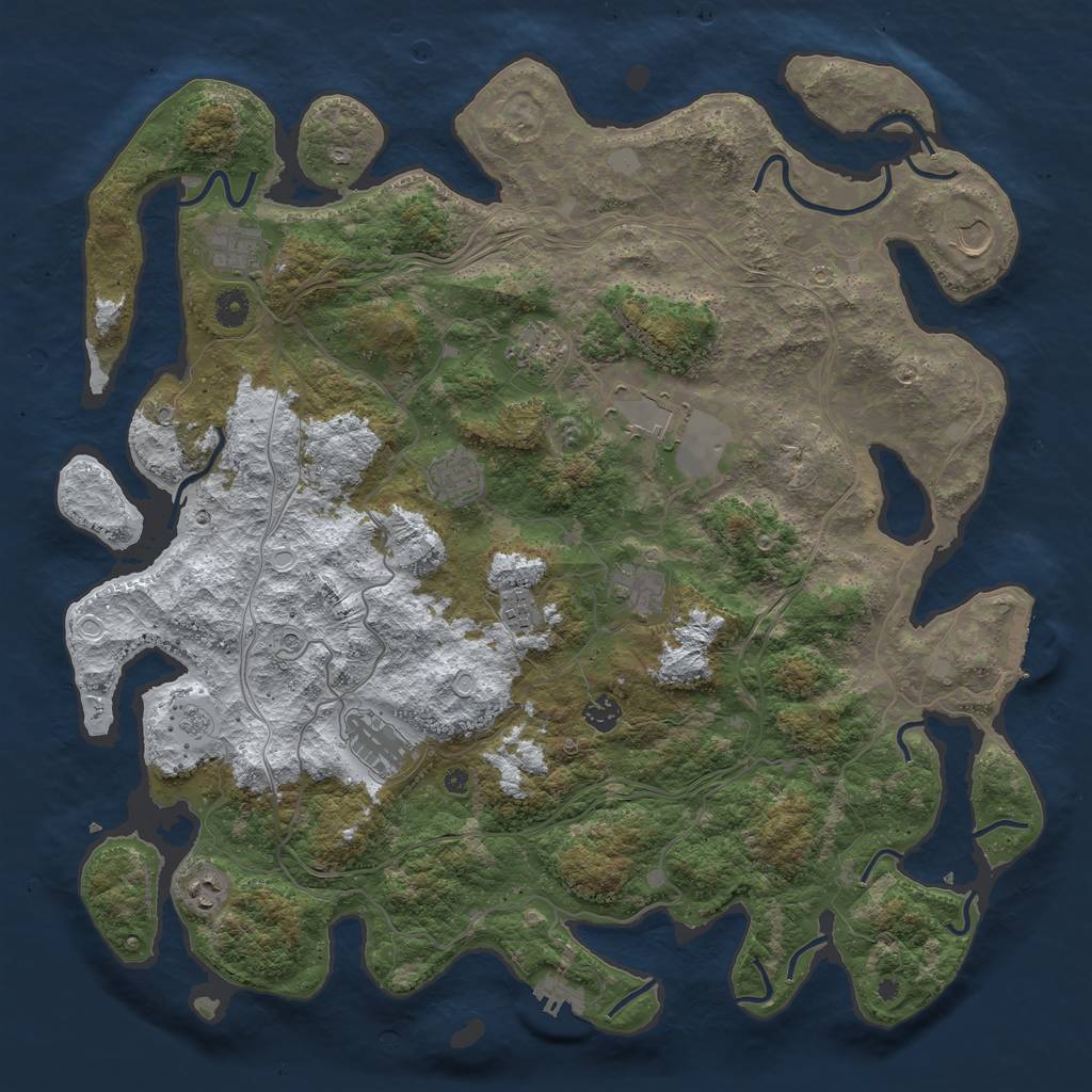 Rust Map: Procedural Map, Size: 4500, Seed: 599428207, 19 Monuments