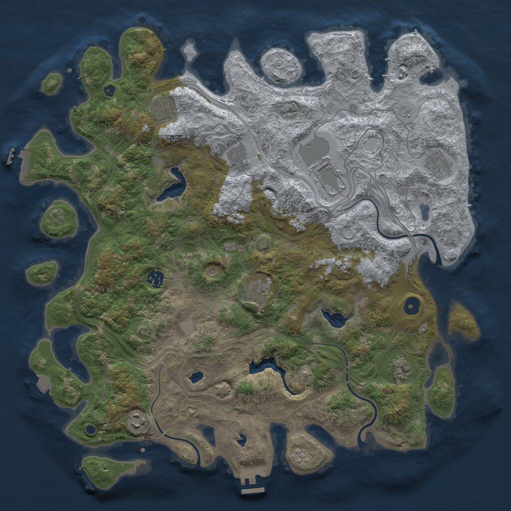 Rust Map: Procedural Map, Size: 4500, Seed: 51761231, 15 Monuments