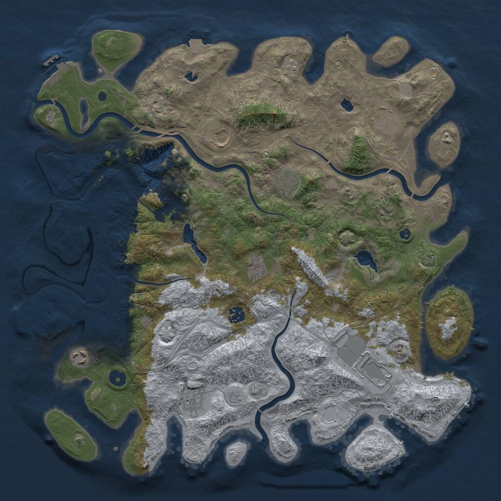 Rust Map: Procedural Map, Size: 4500, Seed: 478406, 16 Monuments