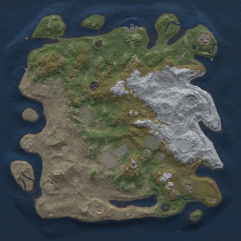 Rust Map: Procedural Map, Size: 4000, Seed: 1258918175, 17 Monuments