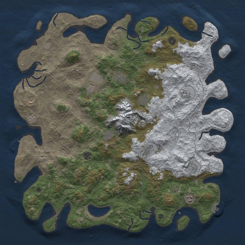 Rust Map: Procedural Map, Size: 5000, Seed: 90210, 20 Monuments