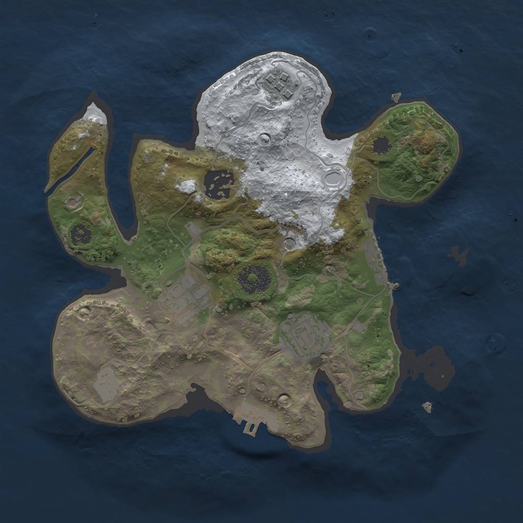 Rust Map: Procedural Map, Size: 2500, Seed: 176495343, 12 Monuments