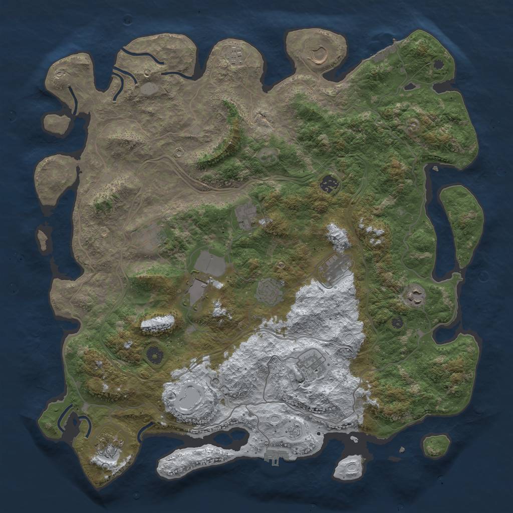 Rust Map: Procedural Map, Size: 4500, Seed: 218080281, 20 Monuments