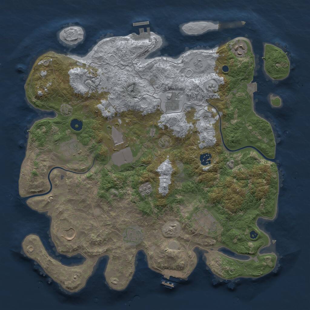 Rust Map: Procedural Map, Size: 3850, Seed: 1454457882, 16 Monuments