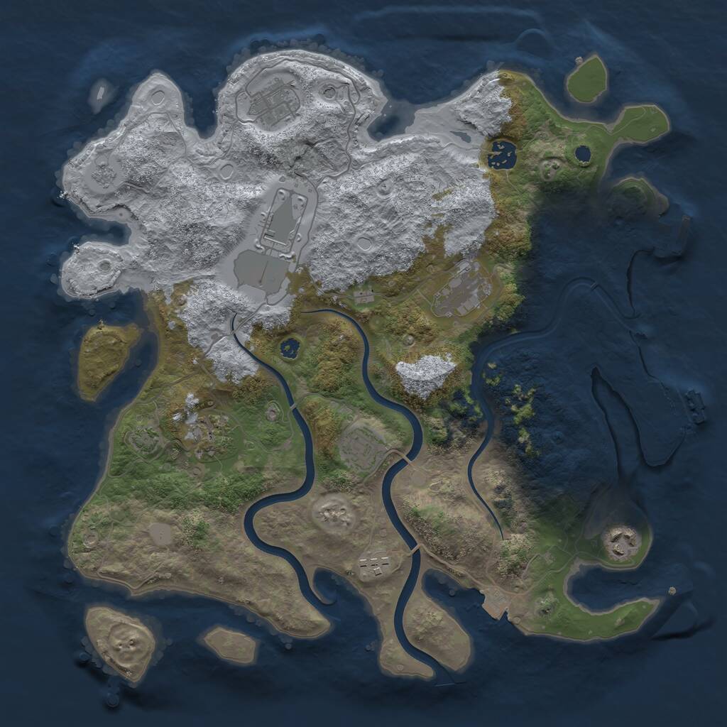Rust Map: Procedural Map, Size: 3700, Seed: 703968969, 14 Monuments