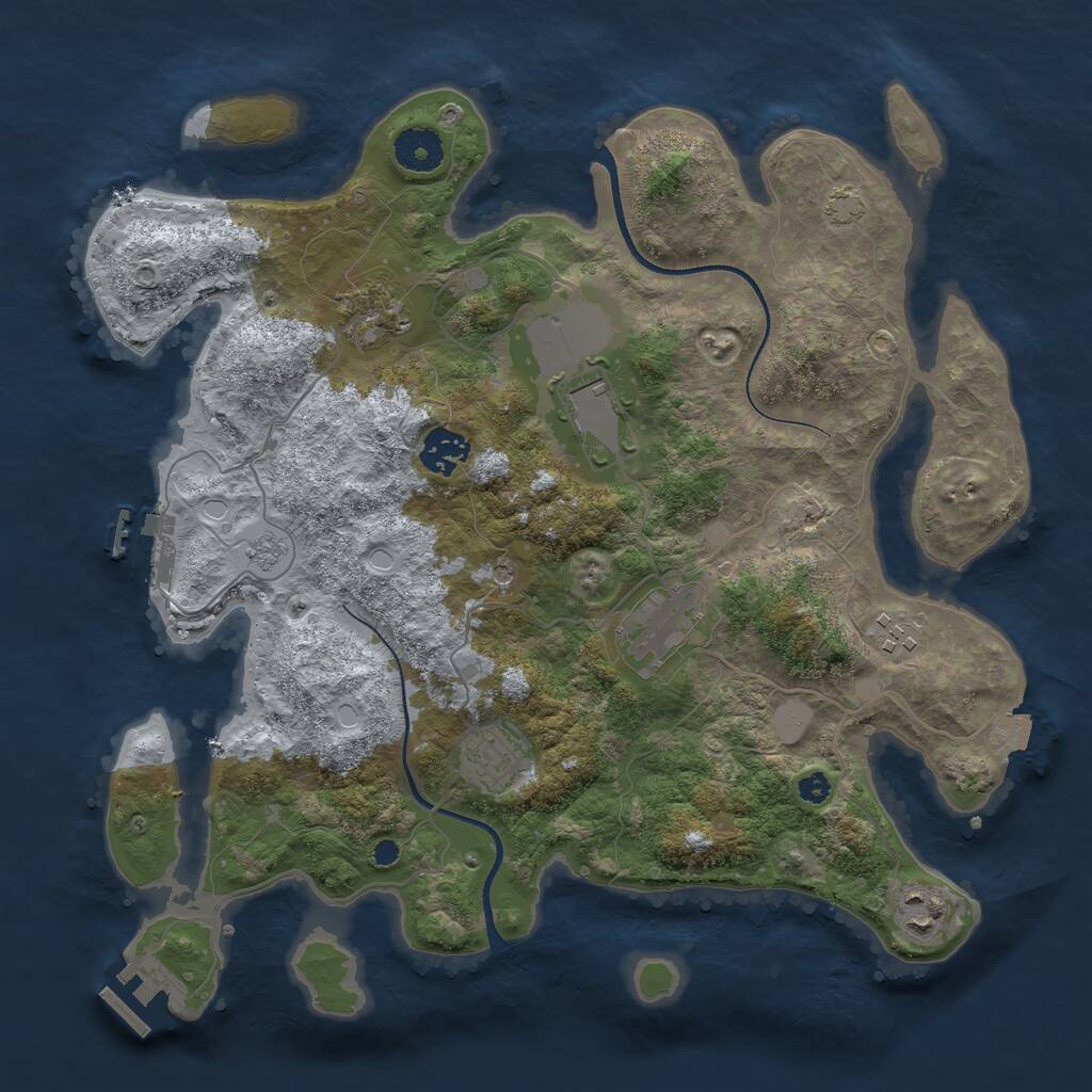 Rust Map: Procedural Map, Size: 3500, Seed: 565718028, 13 Monuments