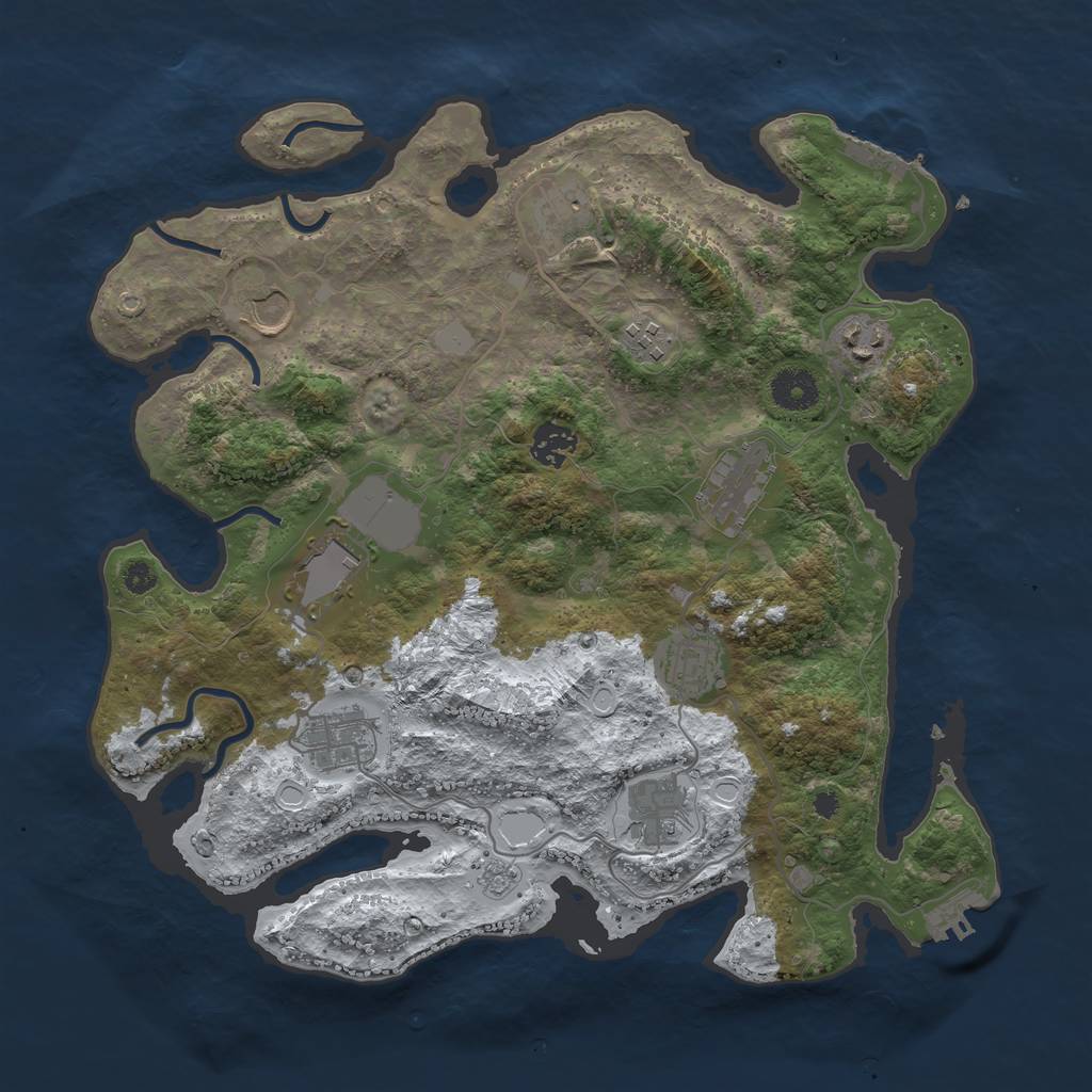 Rust Map: Procedural Map, Size: 3650, Seed: 816104092, 18 Monuments