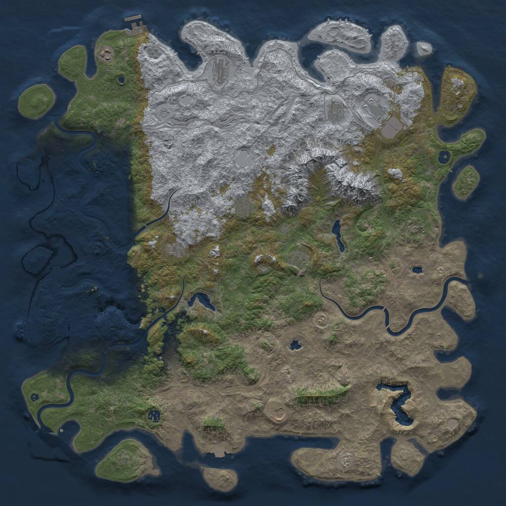 Rust Map: Procedural Map, Size: 6000, Seed: 566654500, 17 Monuments