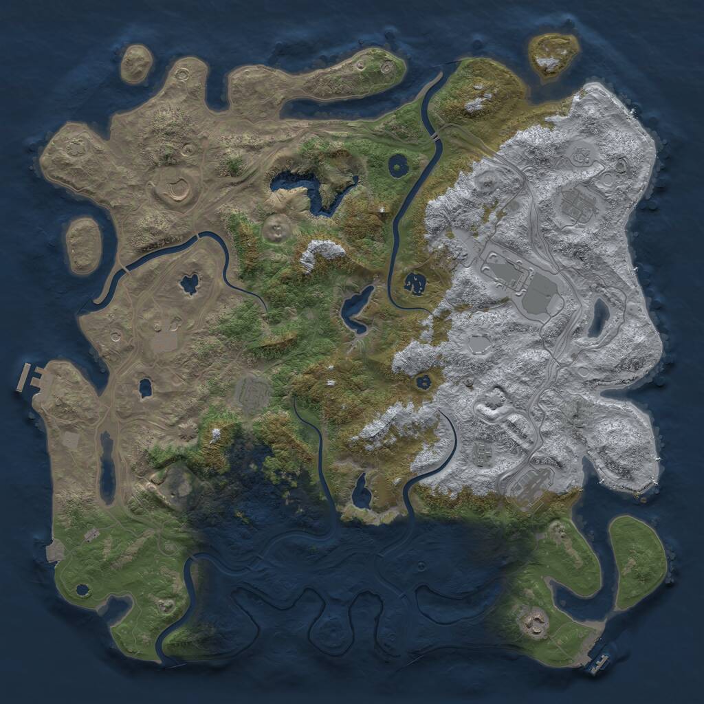 Rust Map: Procedural Map, Size: 4800, Seed: 1150973784, 17 Monuments