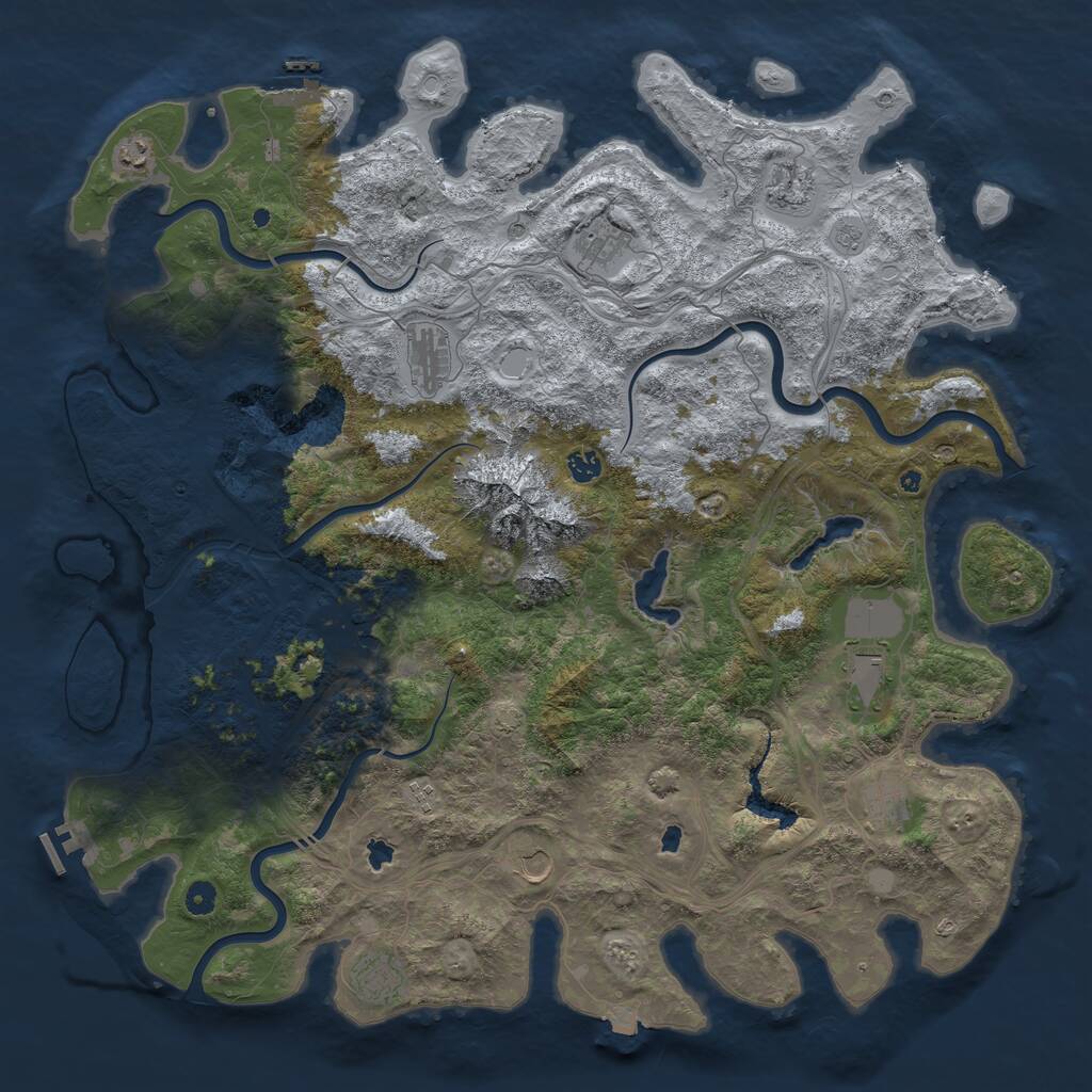 Rust Map: Procedural Map, Size: 5000, Seed: 91592105, 17 Monuments