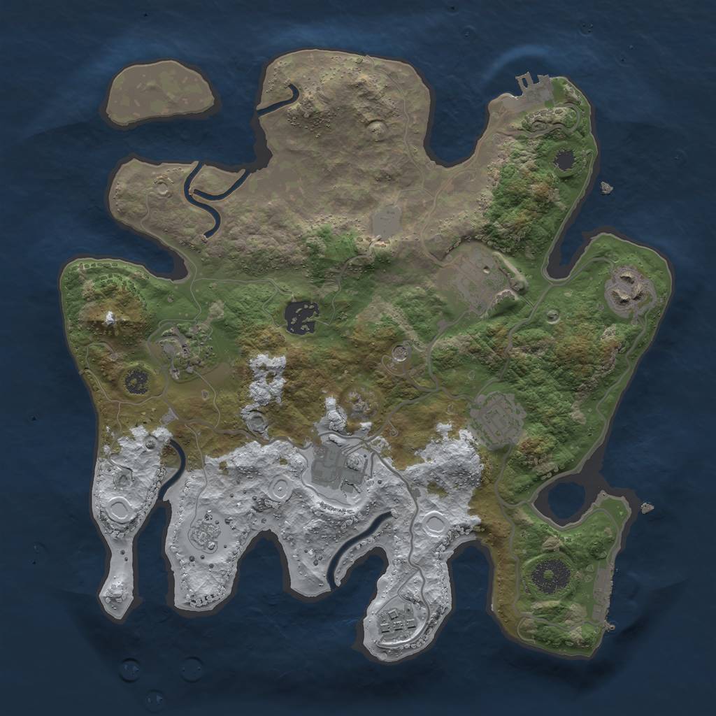 Rust Map: Procedural Map, Size: 3000, Seed: 1665173790, 16 Monuments