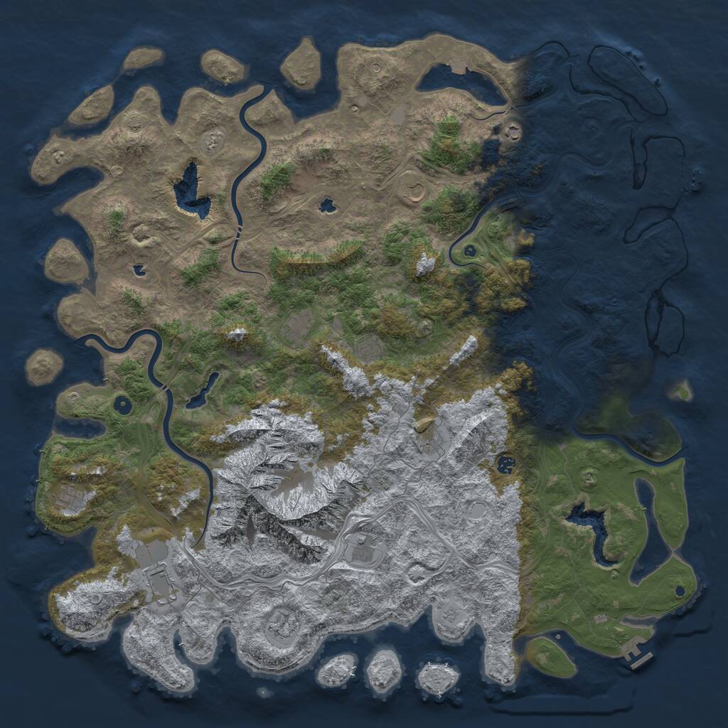 Rust Map: Procedural Map, Size: 6000, Seed: 992931916, 17 Monuments