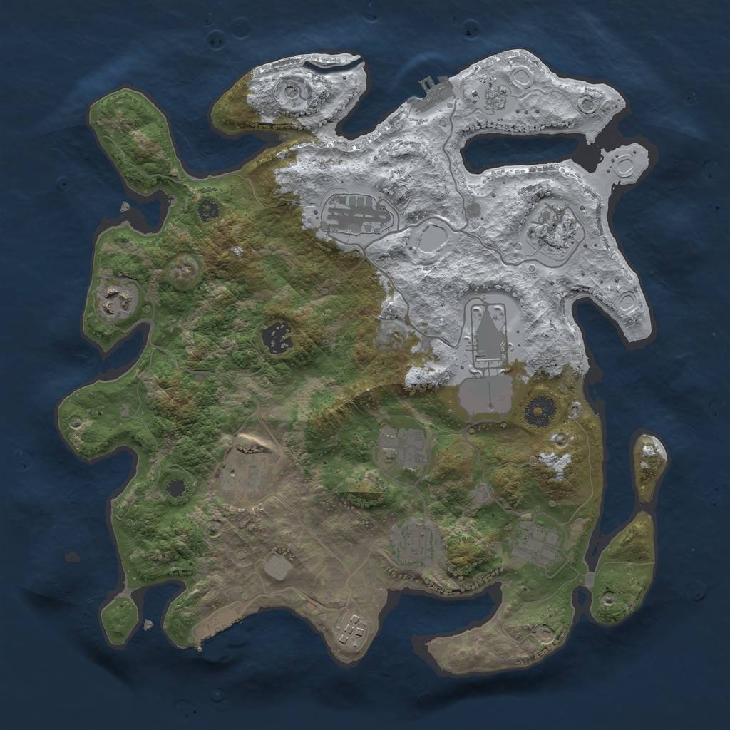 Rust Map: Procedural Map, Size: 3500, Seed: 612561241, 19 Monuments