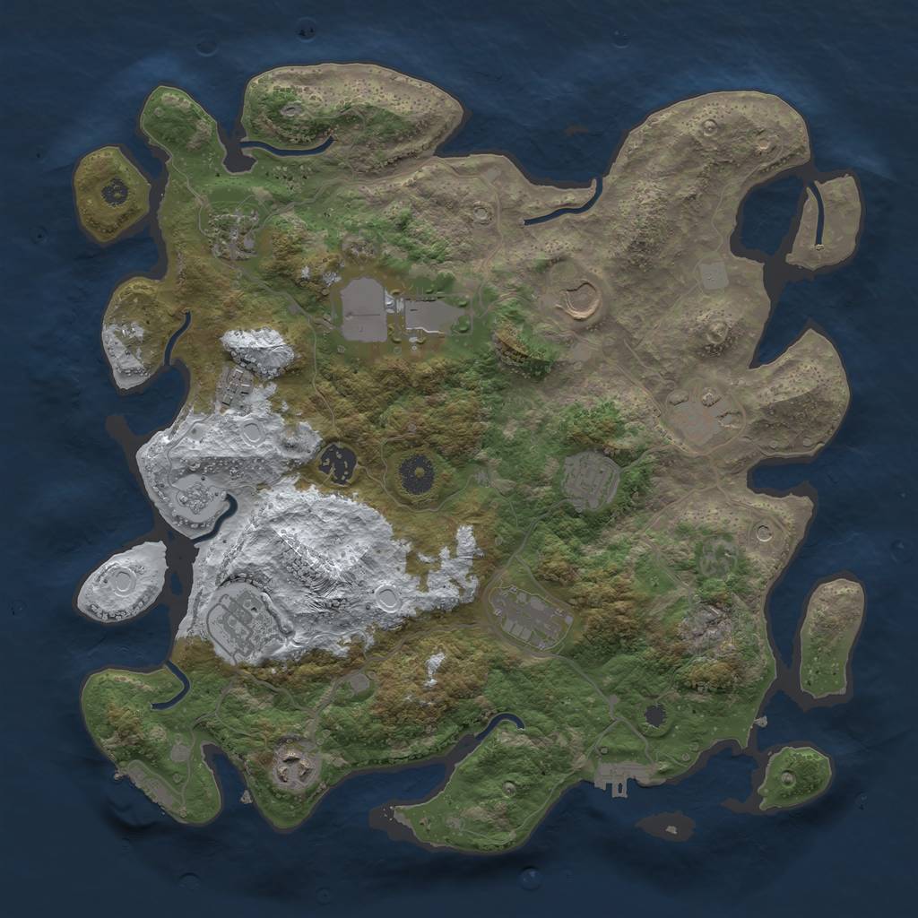 Rust Map: Procedural Map, Size: 3700, Seed: 1436963632, 19 Monuments